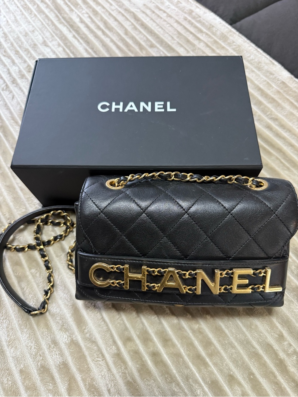 Chanel Chain around crossbody with  gold hardware.
